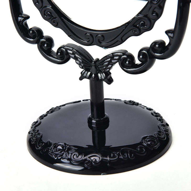 Girl Desktop Rotatable Gothic Rose Makeup Stand Mirror Black Butterfly FT