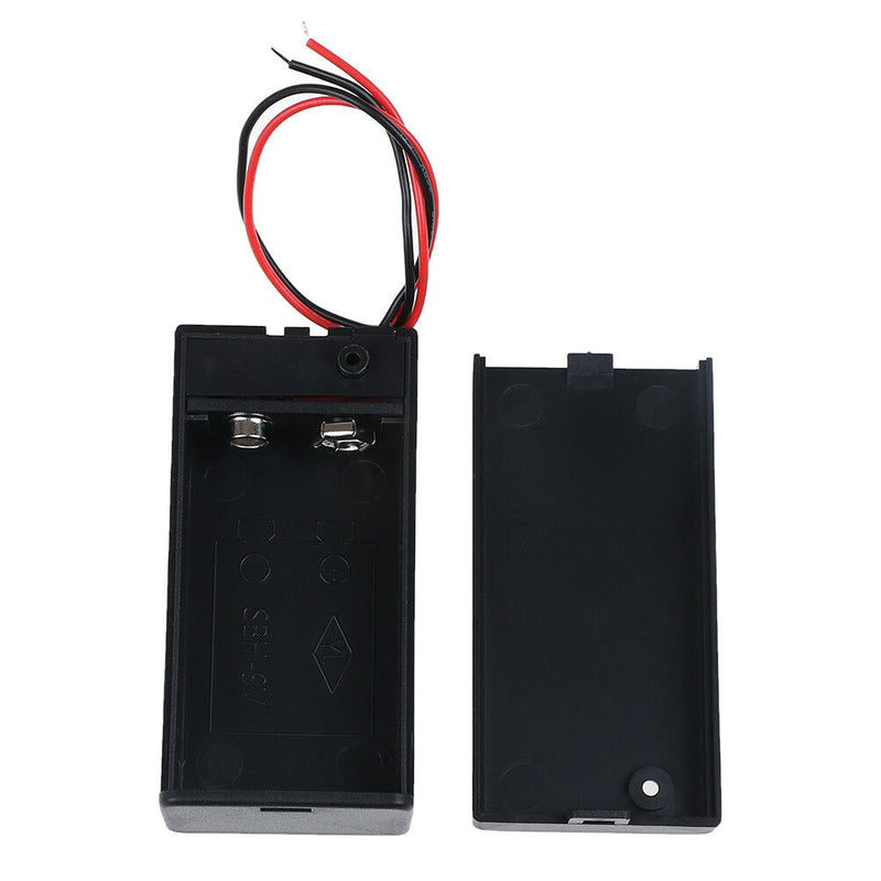 9V Volt PP3 battery holder box dc case w/ wire lead on/off switch cover   S Kw