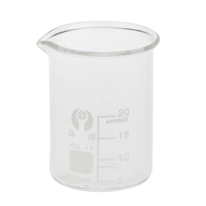20mL Glass Graduated Low Form Beaker, 5mL Graduation Interval