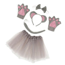 Girls Animal Costume Mouse Headband Tails Bow Tie Gloves Skirt Fancy Dress