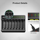 8 Slots Smart Charging Charger w/ Cable for AA/AAA NiMH Rechargeable Battery