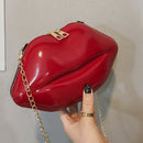 Women Red Lips Clutch Bag Ladies Pu Leather Chain Shoulder Bag Bolsa Evenin