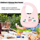 Cartoon Silicone Kids Bib Waterproof Baby Feeding Adjustable Apron (Pink)