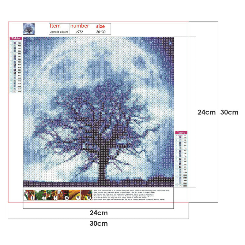 5D DIY Diamond Painting Full Drill Rhinestone Tree Moon Embroidery (K972)