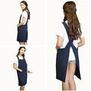 Soft Cotton Linen Apron with Double Front Large Size Pockets Solid Color Ha