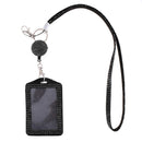 Portable Black Rhinestone Lanyard w/ Retractable Reel Card ID Badge Holder