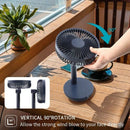 5 Speeds Battery Operated Usb Desk Fan, Whisper Quiet, W/ Portable Charger
