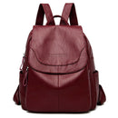 Anti-Theft Backpack Female Fashion Casual Outdoor Waterproof Soft Leather O