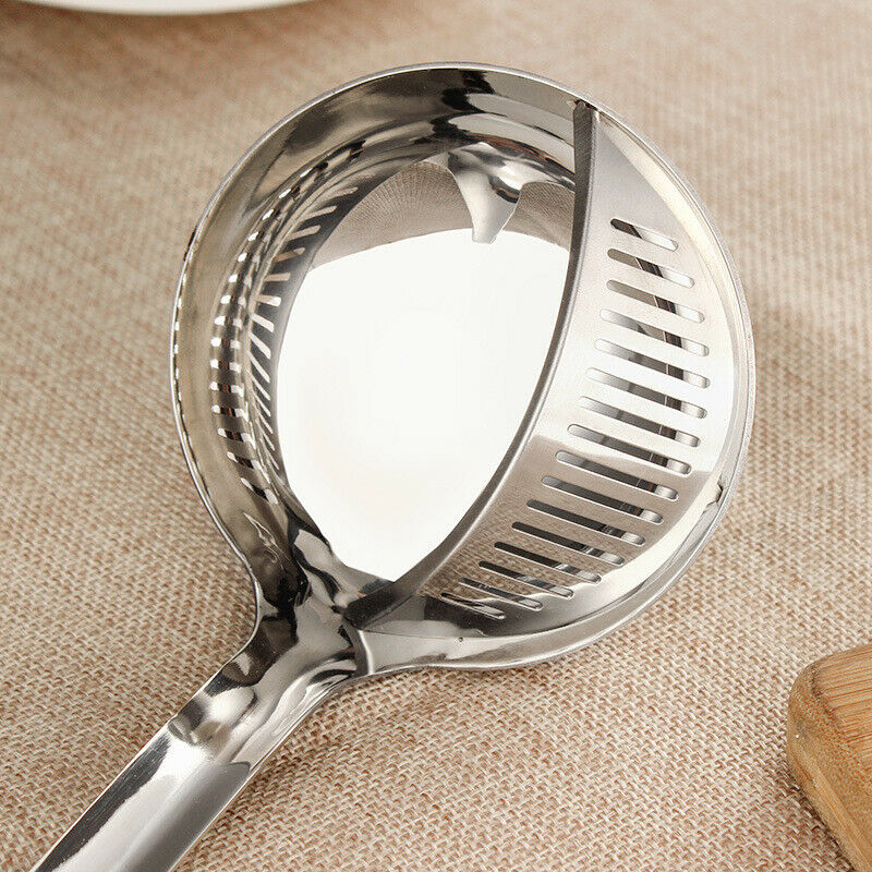 2 Pack 304 Stainless Steel Spoon Hot Pot Spoon Dual-Use Large Colander Long C8Z1