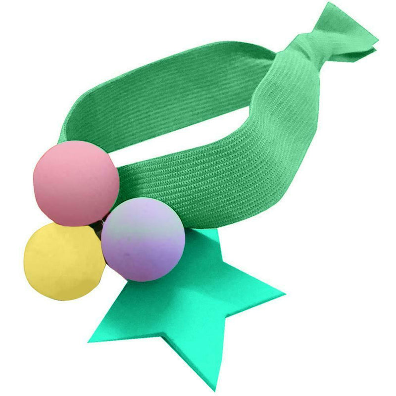 Star Pompom Hair Rope Women Ponytail Holder Elastic Rubber Bands (Green)