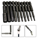 10x/Set Hex Magnetic Head Allen Wrench Drill Bits 1/4" Shank Screwdriver Se Y9B4