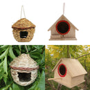 1pcs Natural Wooden Bird Feeding House, Bird Nesting Box + 1pc Hand Woven Bird