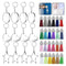 DIY 24Pcs Transparent Acrylic Keychain Blank Star Heart Circle Discs+Tassels #