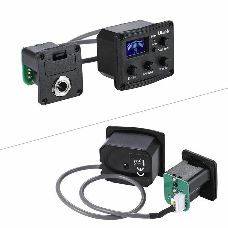 Ukelele Uke Piezo Pickup Preamp 3-Band EQ Equalizer Tuner System with LCD D