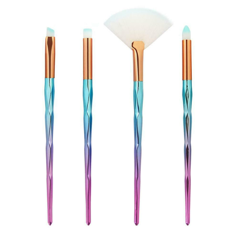 4pcs/Set Diamond Plastic Handle Face Eye Shadow Makeup Brushes (Lake Blue)