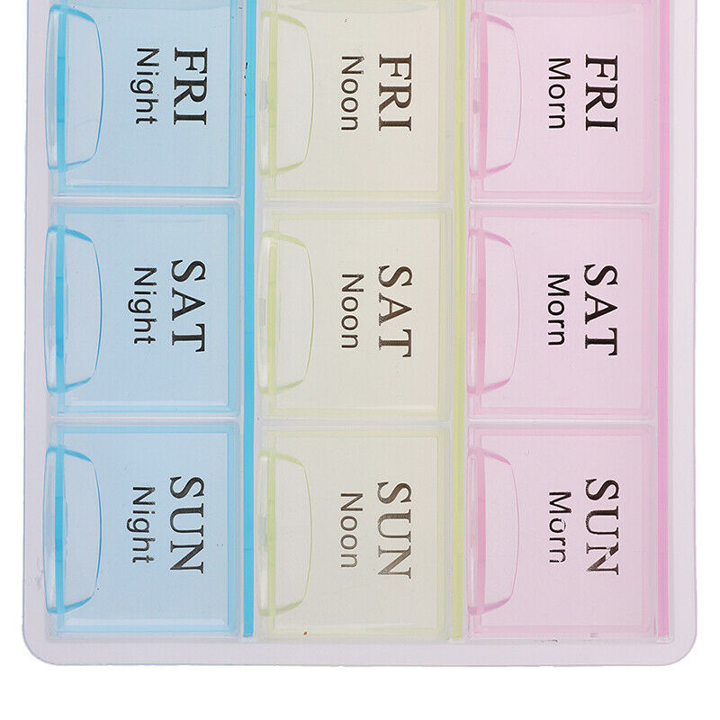 21-Grid Weekly Storage Pill Box Tablet Sorter Container Case drugs Organizer Hn