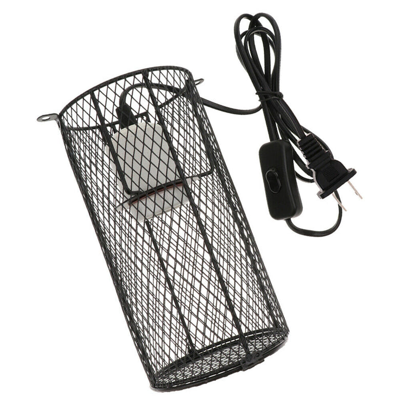 Reptile Heat Light Holder Iron Lampshade Pet Anti-Scald Lamp Shade US Plug