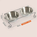 Double Pet Dog Bowl Cats Puppy Food Water Feeder Stainless Steel Pet Bowl w