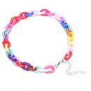Boho Rainbow Acrylic Link Chain Necklace Bohemian Choker Necklace Jewelry G Kw