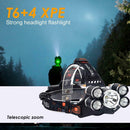 T6+4 XPE 2400LM Fixed Focus Searchlight USB Charging Outdoor 5 LED Headlamp