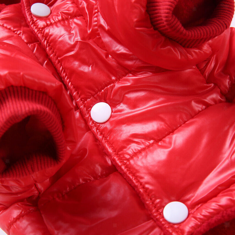 Pet Dog Cat Hoodie Jacket Winter Warm Windproof Costume Coat Red