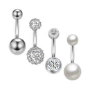 4pcs Zircon Belly Button Rings Stainless Steel Body Navel Piercing Jewelry