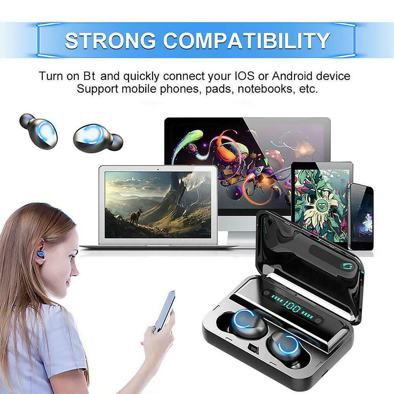 F9-8 TWS Digital Display Wireless Bluetooth Earbuds In-ear Stereo Headphone