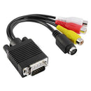 VGA to S-Video 3 RCA Composite AV Out Converter Adapter Cable for Laptop PC Pro