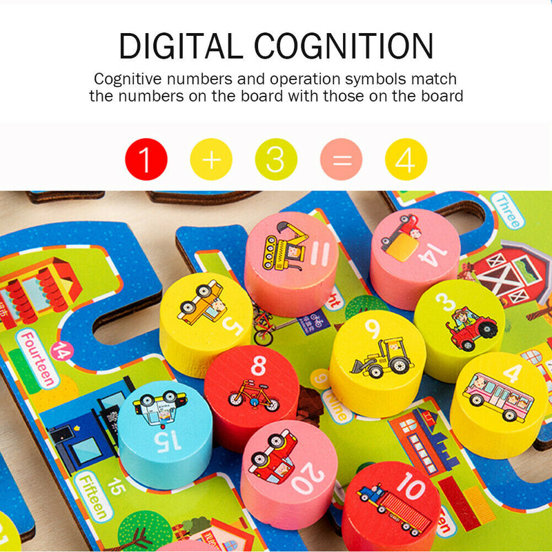 Kid Wooden Digital Traffic Maze Slide Toys Children Educational Puzzle Game