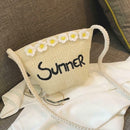 Straw Messenger Bags Woven Beach Crossbody Women Shoulder Handbags (Beige)