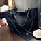 2pcs/set Women Handbag PU Clutch Sling Bag Shoulder Top-handle Bags (Black) A