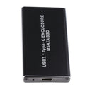 USB3.1 Type C to 50mm mSATA PCI-E Solid State Disk SSD Case Enclosure Bla