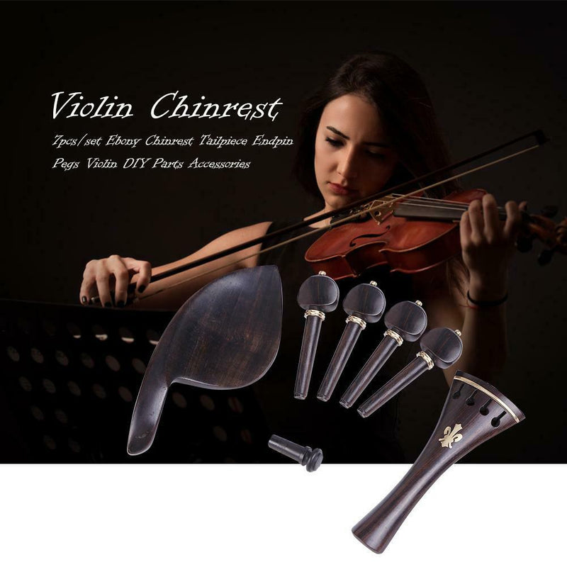7pcs/set Ebony Chinrest Tailpiece Endpin Pegs Violin DIY Parts Accessories