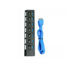 Powered Independent 7-Port USB 3.0 High Speed Extension Charger Adapter Switch