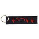 Red ECG Heartbeat Keychain Embroidery Luggage Motorcycle Key Ring Chain E8I9