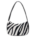 Women Plush Shoulder Underarm Bag Zebra Printed Fashion Winter Handbag (3)