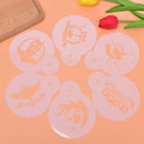 6pcs Coffee Flower Print Stencils Art Barista Cake Spray Mold Bakeware Template