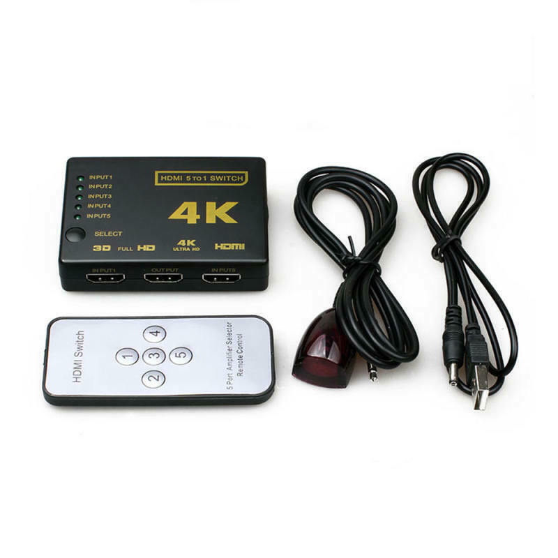 5 Port HDMI Splitter Switch Selector Switcher Hub IR Remote 1080p For HDTV