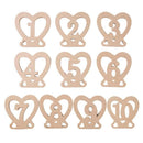 Wooden Wedding Table Numbers Heart Shaped 1-10 Table Number Signs