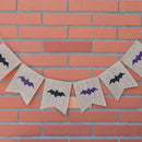 Halloween Bat Burlap Bunting Hessian Jute Fabric Banners Flags Bar Pennant