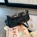 Retro Handbag Women Crocodile Leather Tote Office Lady Shoulder Bag (Black)