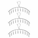 3 Pack Stainless Steel Laundry Drying Rack Clothes Hanger with 10 Clips For