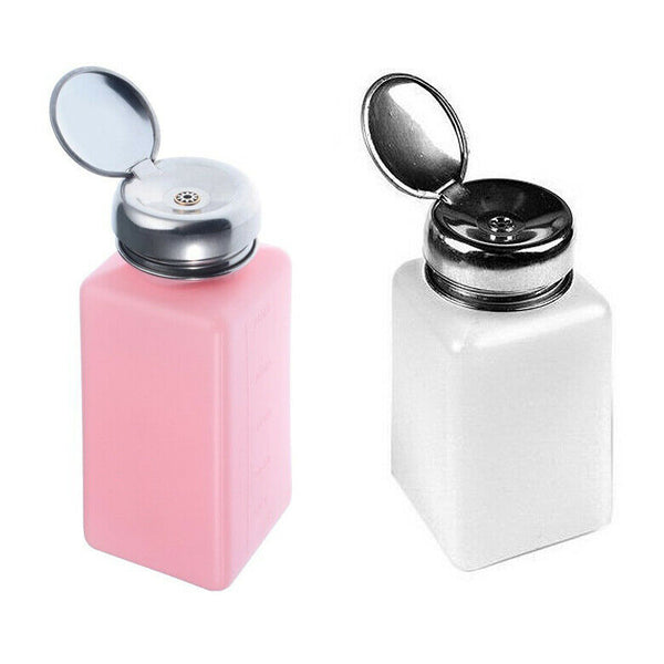 New Empty Pump Dispenser For Nail Art Polish Remover Pink and White Bottle B2Z3