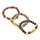 3 Pieces Black Obsidian Pi Xiu Bracelet for Women Men Elastic 10mm 12mm