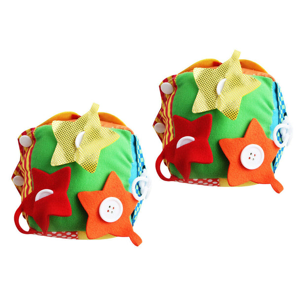 2Pcs Baby Basic Skills Learn To Dress 6 Puzzle Soft Cube Montessori Toys