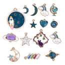 15pcs Mixed Star Moon Universe Enamel Charms Pendant DIY Jewelry Making  ME