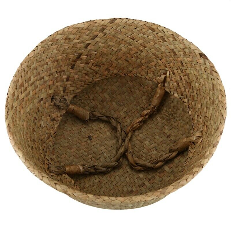 Seagrass Wickerwork Basket Rattan Foldable Hanging Flower Pot Planter F4F4