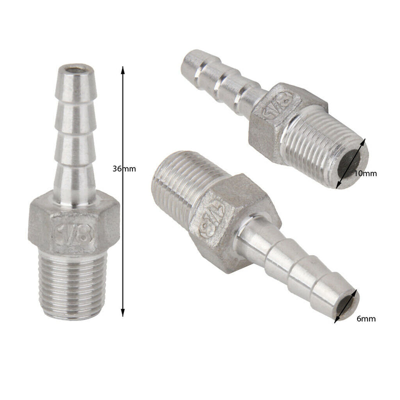 2Pcs 1/8inch Male Thread Pipe Fitting 6mm Barb Hose Tail Connector NPT, High