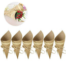 100Pcs/Set Retro Folding Kraft Paper Confetti Cone Bouquet With Ropes Weddi P9A9