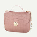 Retro Women Crossbody Handbag Stone Pattern PU Chain Shoulder Bags (Pink)